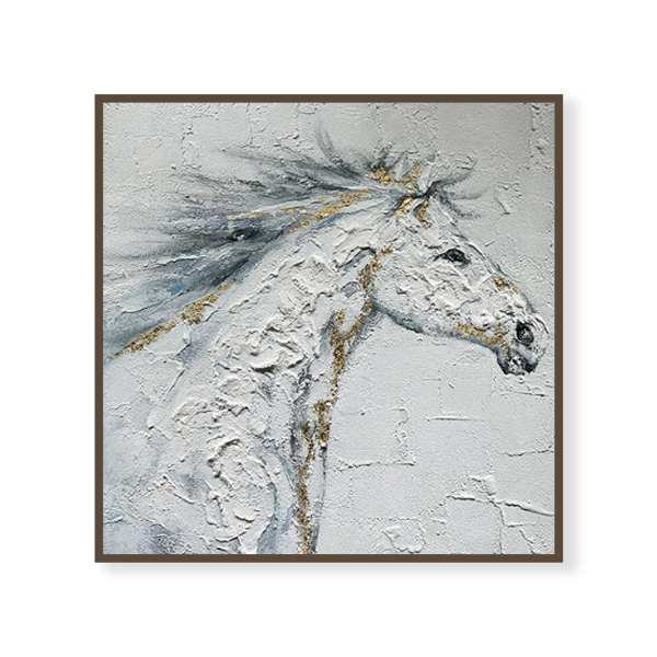 OPT072 風中的白馬 | 手繪油畫