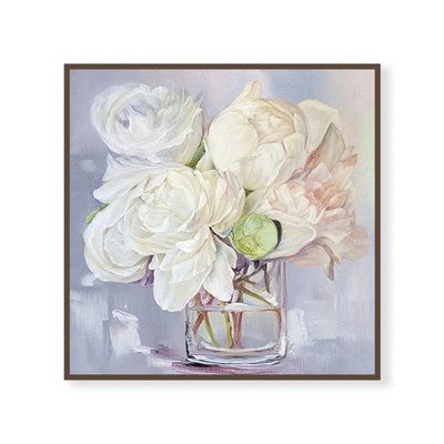 盛開的白牡丹 | 純手繪油畫